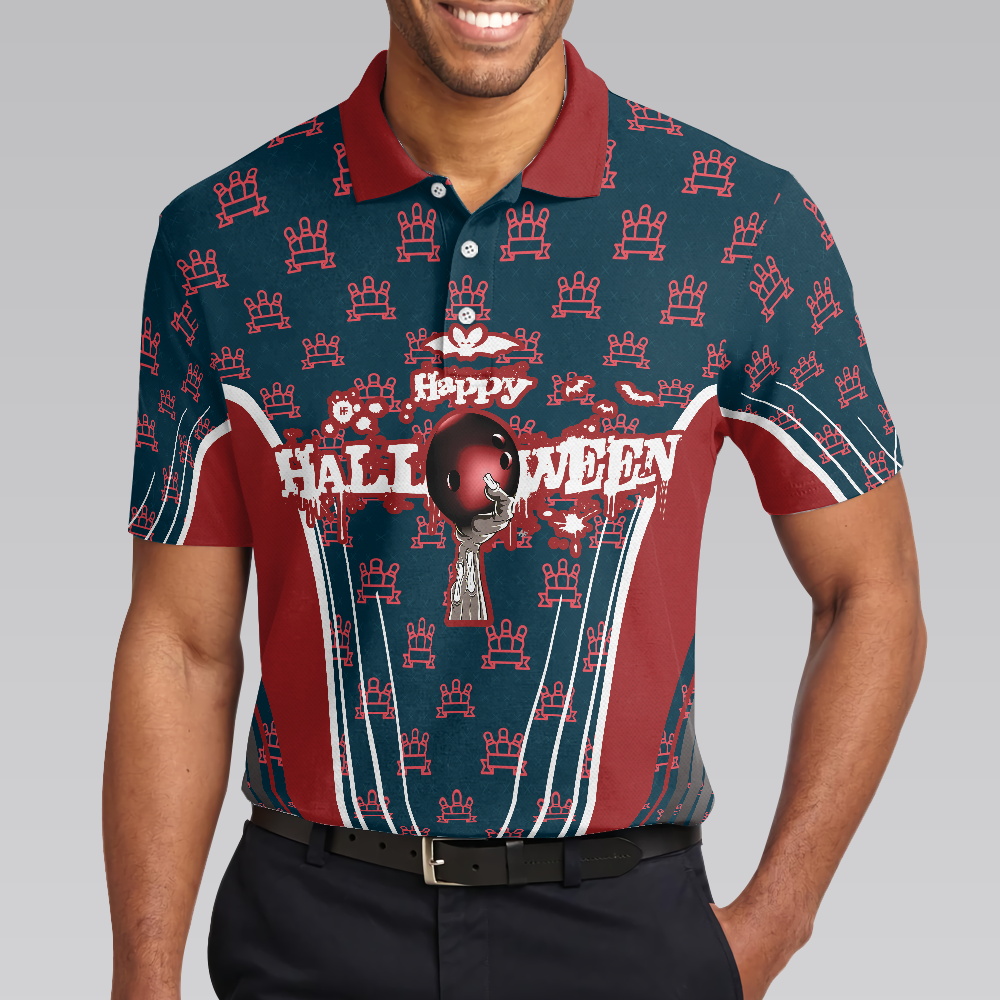 Happy Halloween And Happy Bowling Polo Shirt Short Sleeve Bowling Shirt For Men - 4