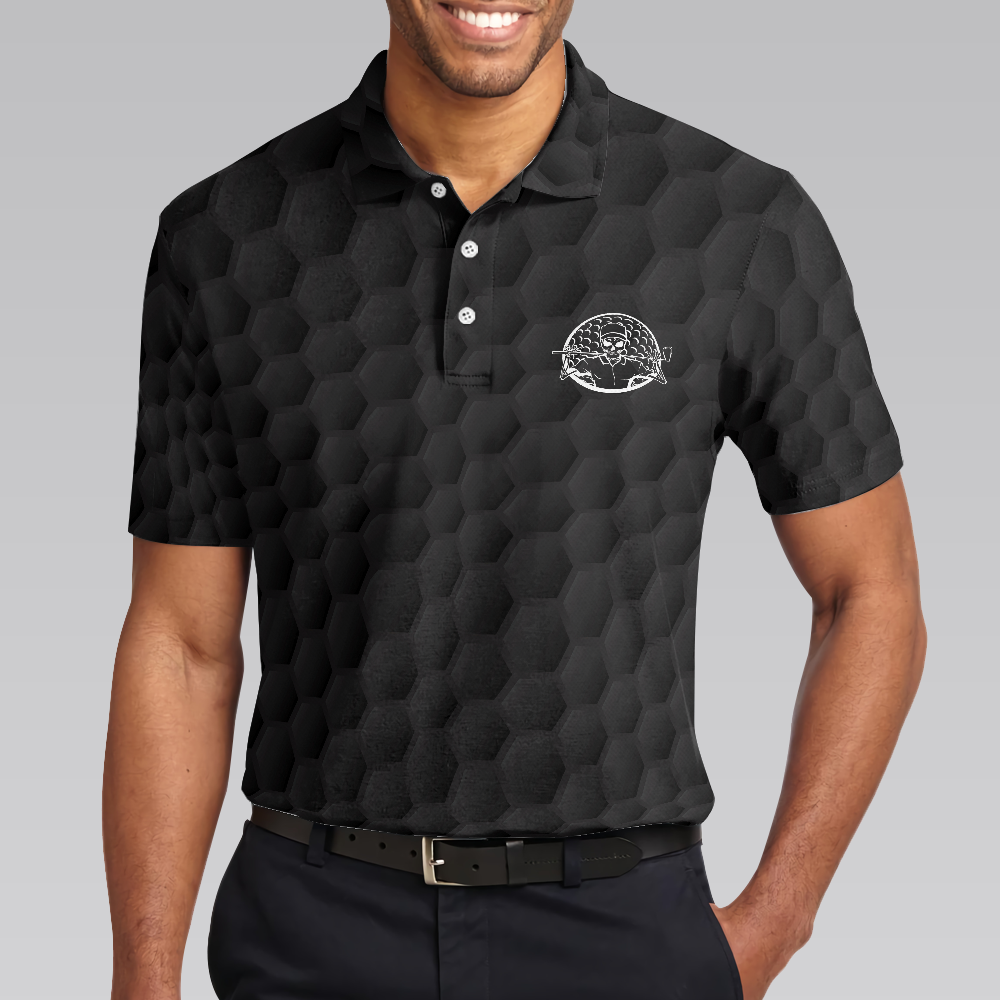 Pray For Birdie Golfing Skeleton Polo Shirt Black Golf Pattern Skull Polo Shirt Best Golf Shirt For Men - 5