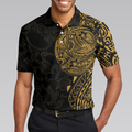 Strong And Cool Polynesian Pattern Polo Shirt Luxury Black And Gold Shirt For Men - 5