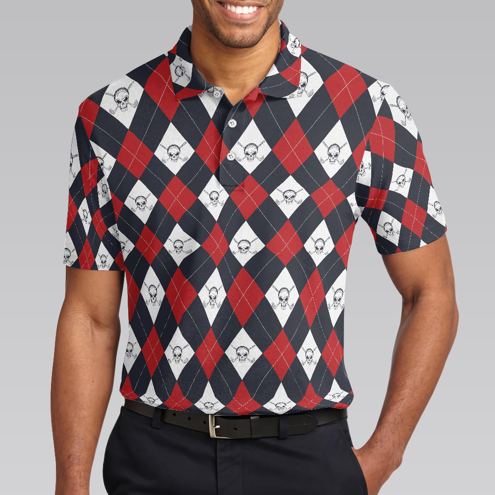 Golf Argyle Skull Short Sleeve Polo Shirt For Golf Skull Golf Shirt For Men Best Gift For Golfers - 4