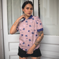 Tropical Palm Tree Pattern Shirt Short Sleeve Women Polo Shirt - 4