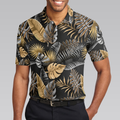 Seamless Luxury Tropical Pattern Golf Polo Shirt Black And Gold Best Floral Golf Shirt For Men - 2