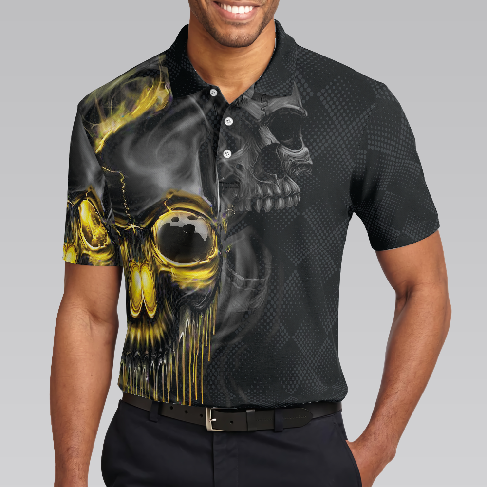 Bowling Shut Up Polo Shirt Scary Halloween Gift Idea For Male Bowlers Skull Bowling Polo Shirt - 4