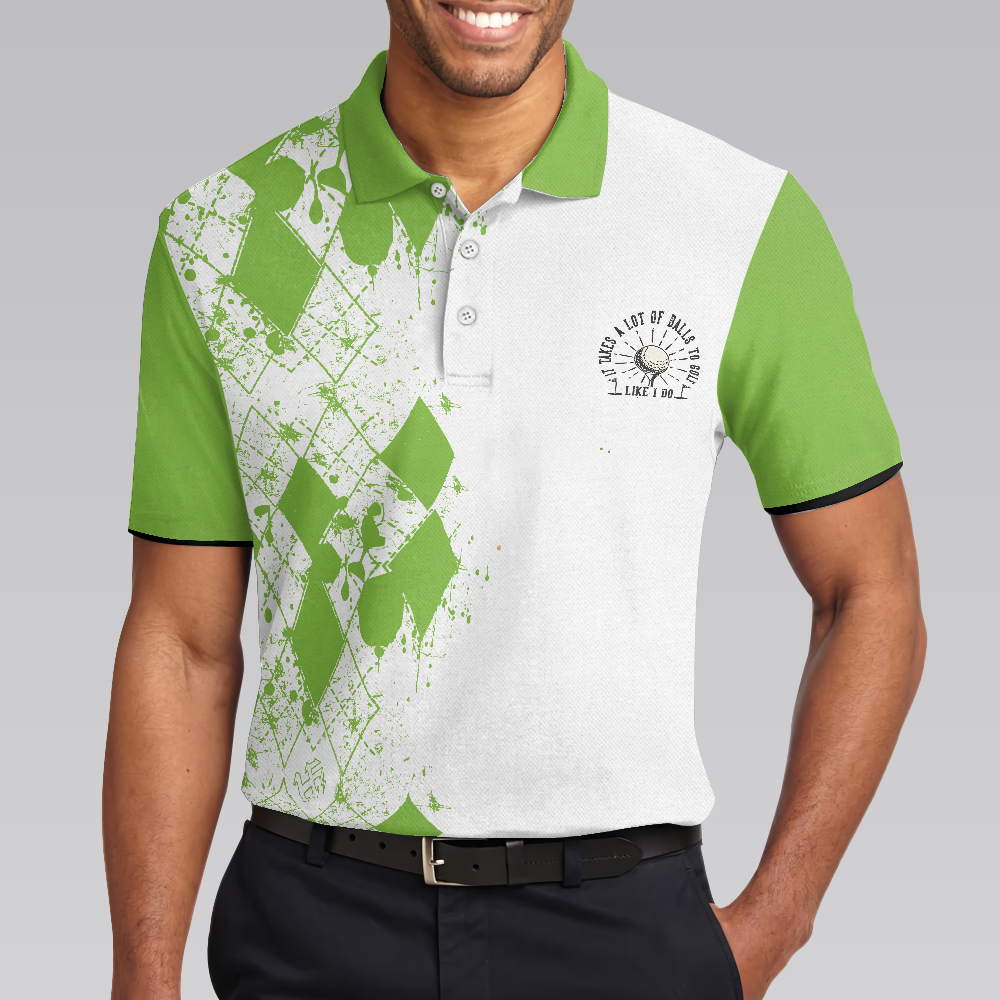 Hole In One Is Perfect Polo Shirt White And Green Golf Shirt For Men - 5