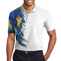 Lets Par Tee Colorful Water Color Golf Short Sleeve Polo Shirt White Golf Shirt For Men - 5