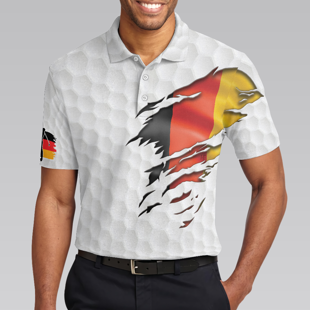 Golf German Flag Polo Shirt White Golf Pattern Polo Shirt Germany Golf Shirt For Men - 4