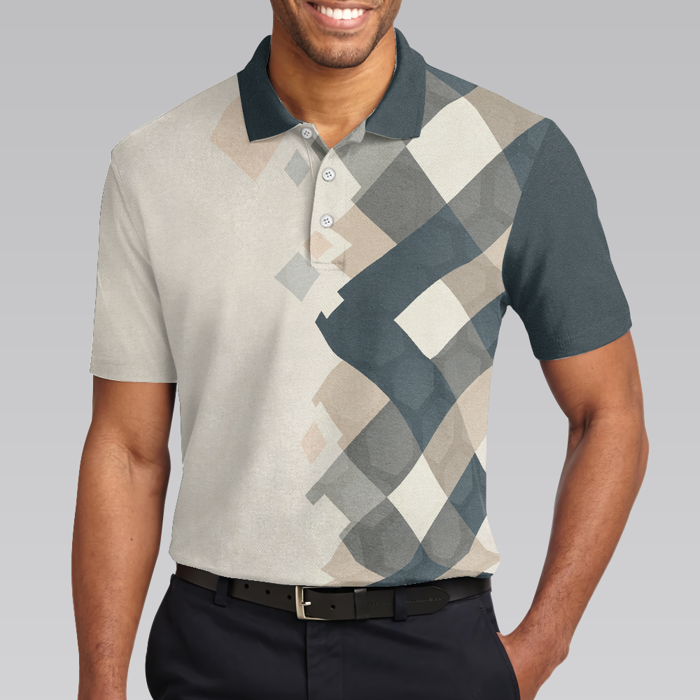 Vintage Pastel Argyle Pattern Polo Shirt For Men - 5