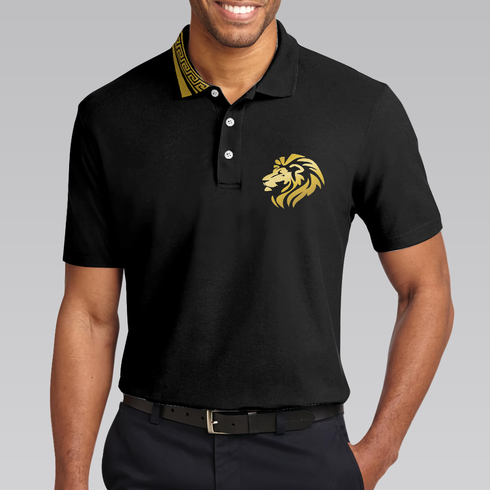 Golf Crusader King Polo Shirt For Golf Luxury Baroque Pattern Lion Polo Shirt Best Golf Shirt For Men - 4