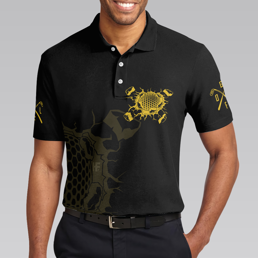 Golfing Is My Superpower Golf Polo Shirt Black Golf Club Shirt For Male Players Cool Golf Gift For Men - 4