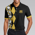 All Men Are Created Equal Then A Few Become A Golfer Polo Shirt Black And Yellow Skull Golf Shirt For Men - 5