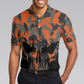 Orange Camouflage Golf Set Skull Golf Polo Shirt Golfer Silhouette Pattern Polo Shirt Camo Golf Shirt For Men - 4