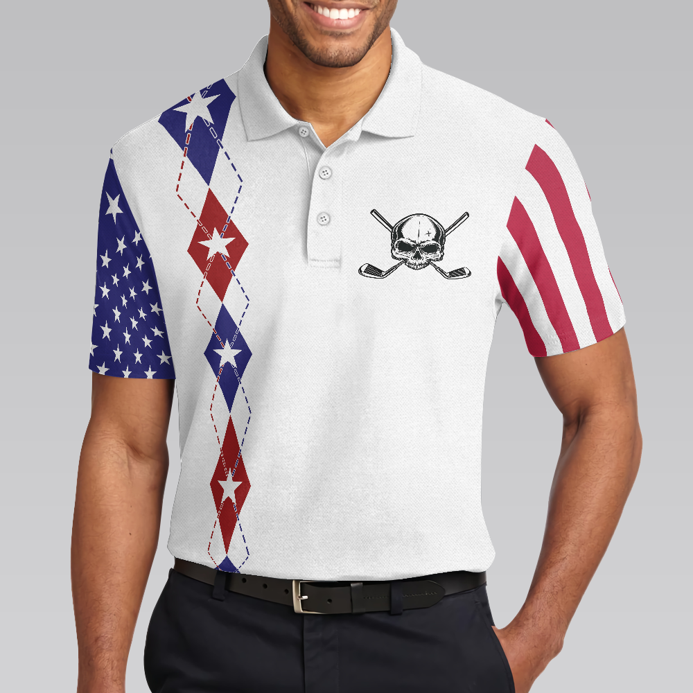 Too Old To Work Too Young To Die But Perfect For Golfing Polo Shirt American Flag Golfing Shirt With Sayings - 4