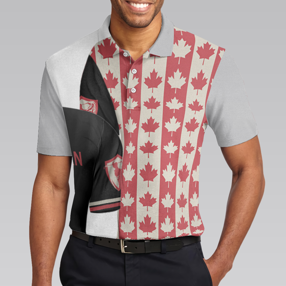 Canadian Golf Flag Polo Shirt Simple Golfing Shirt Design For Canadian Fans Best Male Golf Gift Idea - 4