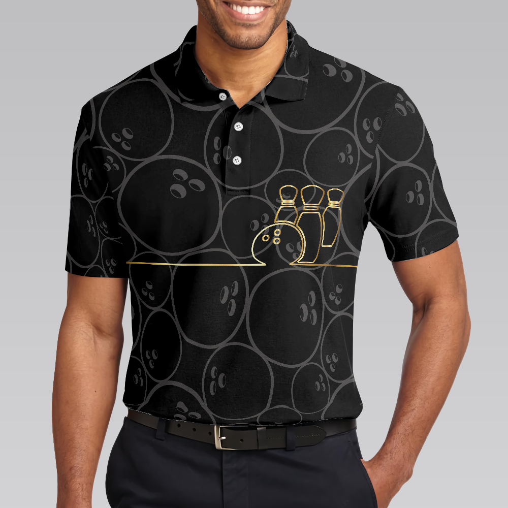 Bowling Pattern And Golden Polo Shirt Bowling Ball Background Polo Shirt Best Bowling Shirt For Men - 5