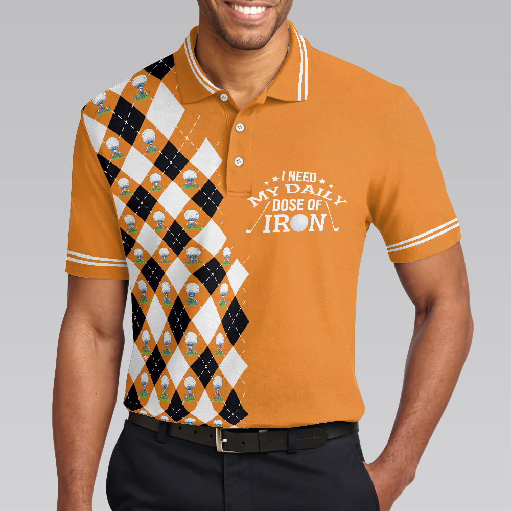 I Need My Daily Dose Of Iron Remastered Polo Shirt Argyle Pattern Polo Shirt Best Golf Shirt For Men - 5