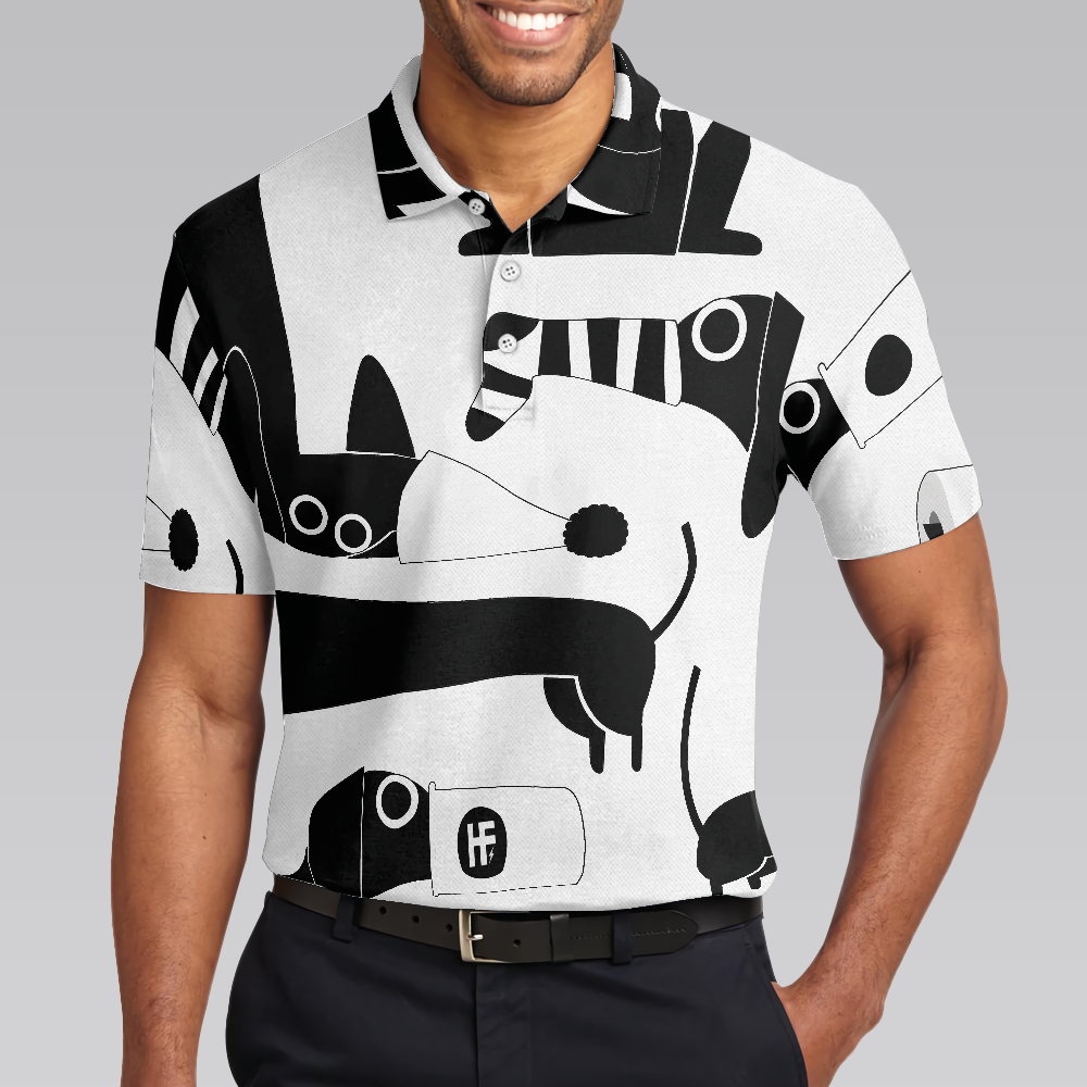 All My Dog Dachshund Polo Shirt Black And White Dog Lover Polo Shirt Funny Dachshund Shirt For Men - 4