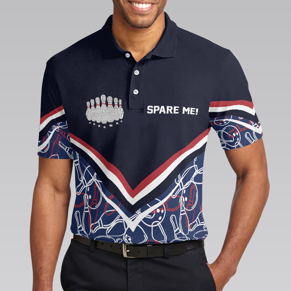 Spare Me Bowling Short Sleeve Polo Shirt Bowling Ball And Pin Pattern Polo Shirt Best Bowling Shirt For Men - 5