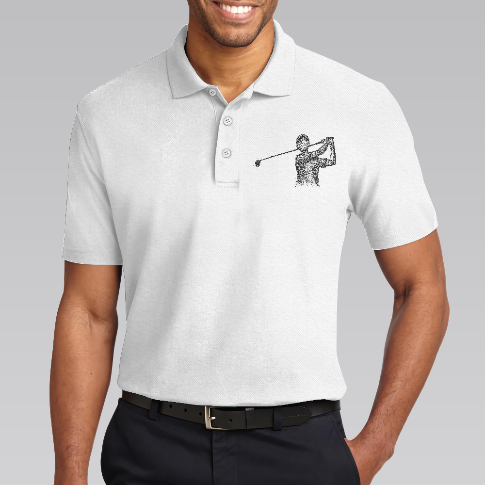 Playing Golf In My Head While Listening To My Wife Polo Shirt For Men Black And White Astronaut Golfer Polo Shirt - 4