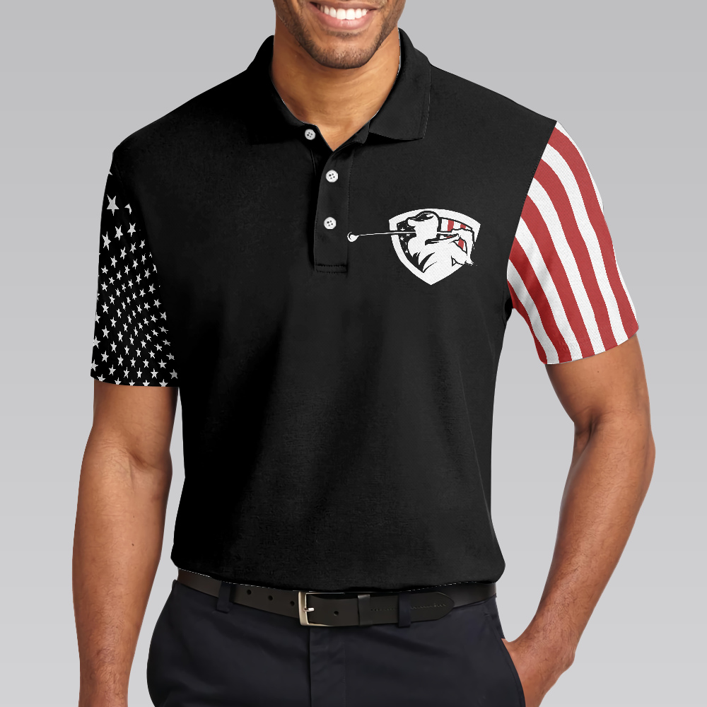 Lets Par Tee Short Sleeve Golf Polo Shirt Dark Theme American Flag Polo Shirt Patriotic Golf Shirt For Men - 4