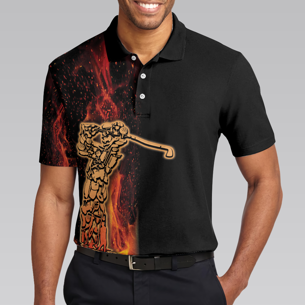 Your Hole Is My Goal Golf Polo Shirt Black Flame Fragmented Golfer Polo Shirt Best Golf Shirt For Men - 4