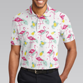 Flamingo And Tropical Pattern Polo Shirt White Flamingo Themed Polo Shirt Tropical Flamingo Shirt Design - 4