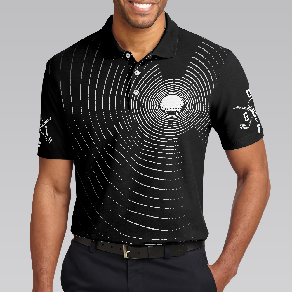 3D Effect Gold Ball And Golfer All Over Print Polo Shirt For Men Best Golf Shirt For Men - 5