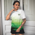 Abstract Green Geometric Tennis Short Sleeve Women Polo Shirt - 4