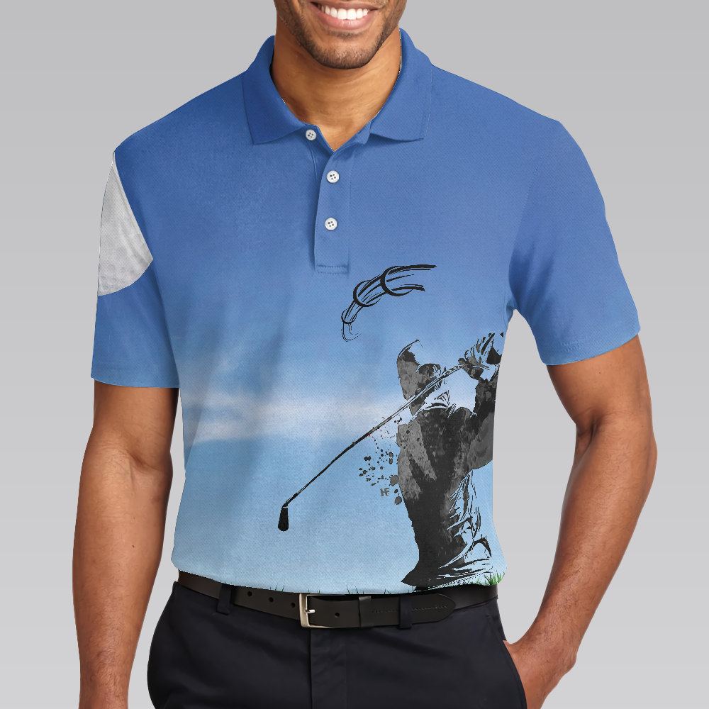 Swing Polo Shirt Blue Golf Ball Pattern Polo Shirt For Golfers Best Golf Polo Shirt For Hot Weather - 5