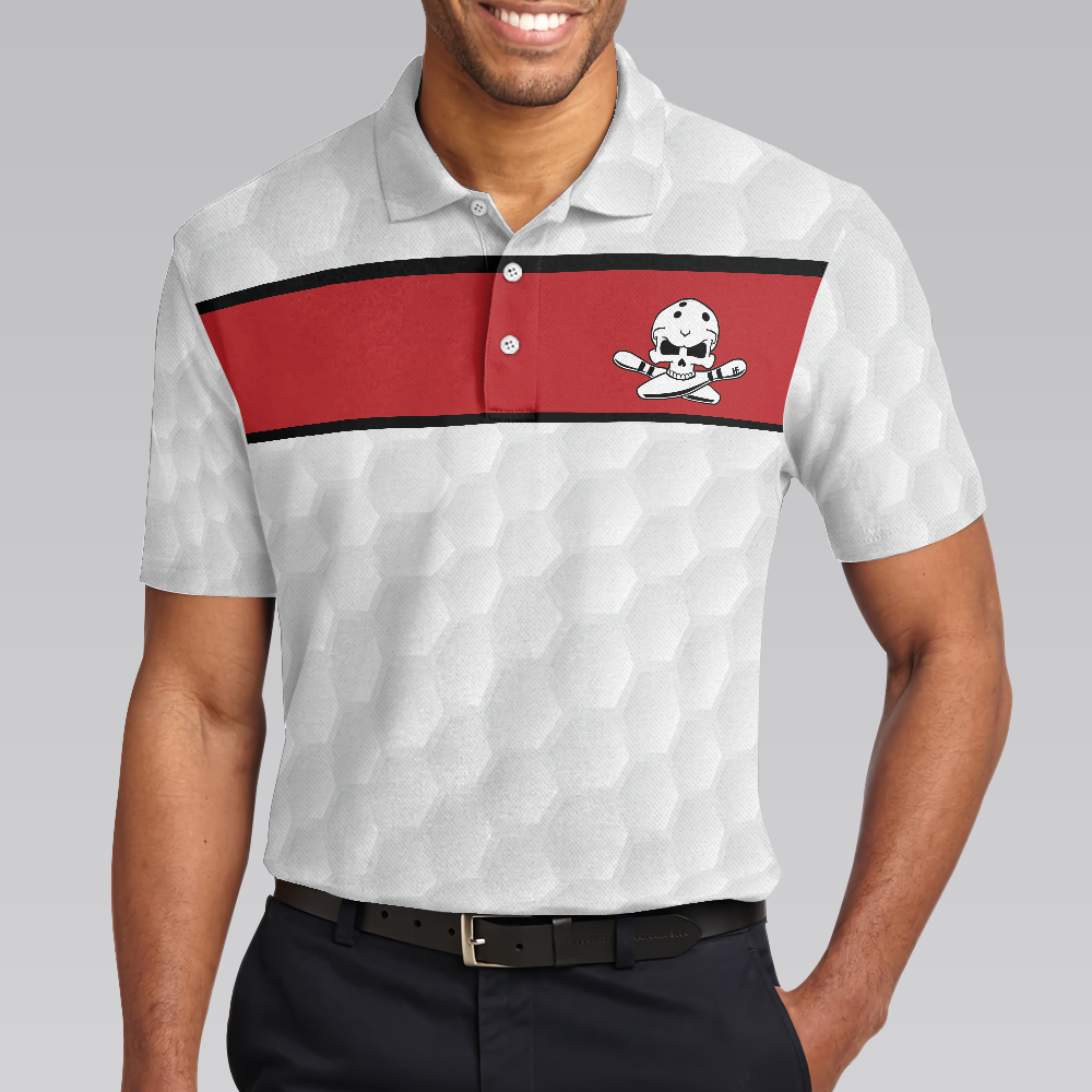 Bowling Skull Polo Shirt Red And White Skull Bowling Shirt Design Basic Shirt For Bowling Lovers - 4