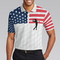 Premium American Golfer Polo Shirt White Golf Pattern American Flag Polo Shirt Best Golf Shirt For Men - 5