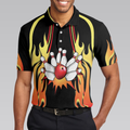 No Pin Left Behind Bowling Polo Shirt Black Shirt With Flames Polo Style Bowling Shirt For Men - 5