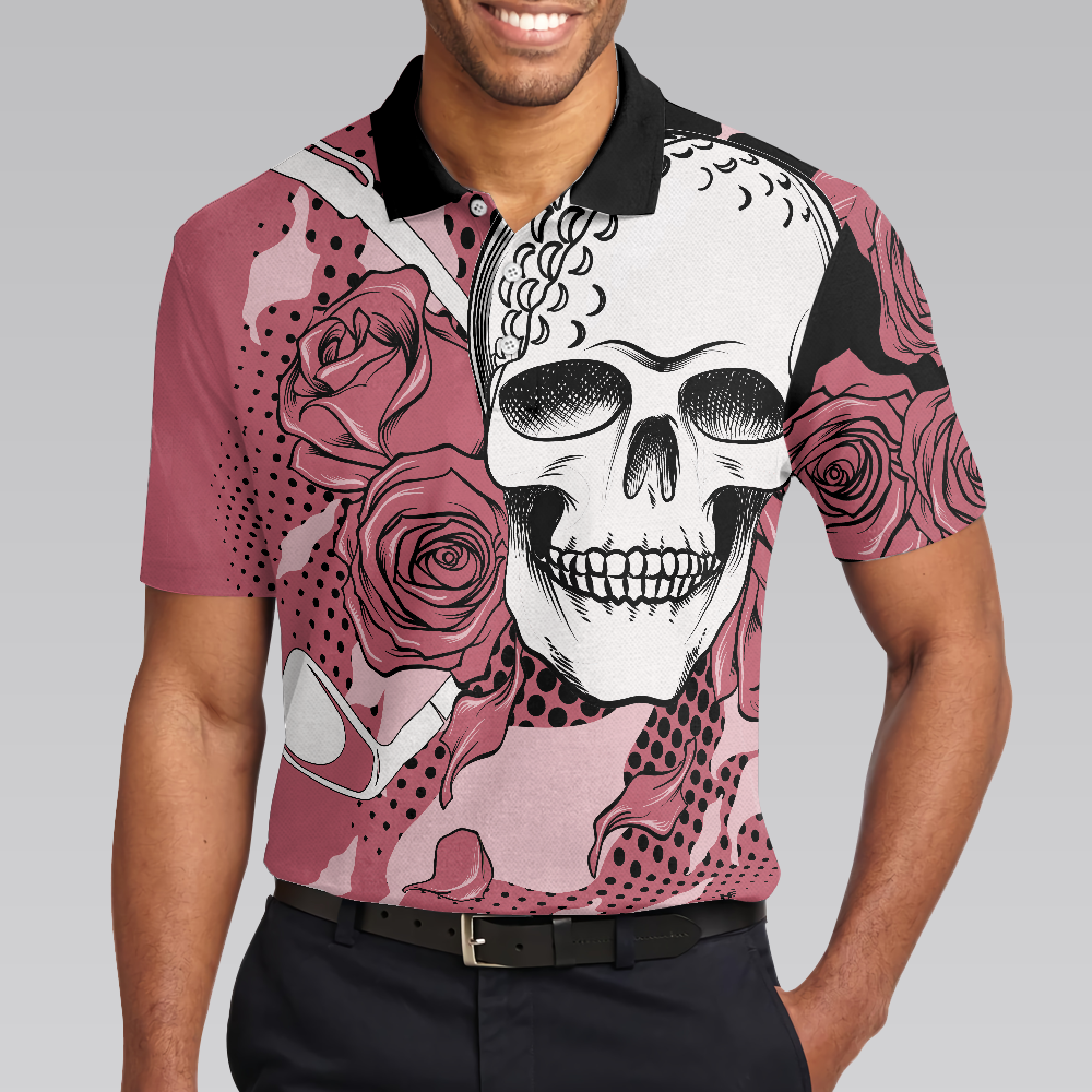 Golf Pink Skull Polo Shirt For Men - 5