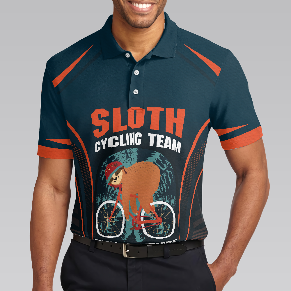 Sloth Cycling Team Polo Shirt Well Get There When We Get There Polo Shirt Funny Cycling Shirt For Men - 4