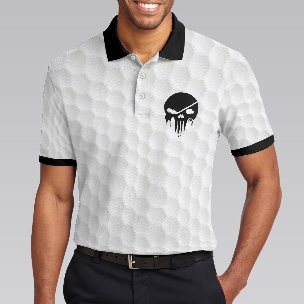 Golf Ball Pattern Skull Polo Shirt Black And White American Flag Polo Shirt Best Golf Shirt For Men - 4