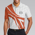 Skull Golfer Seamless Pattern Golf Polo Shirt White And Orange Golf Shirt For Men Cool Gift For Golfers - 5