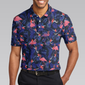 Flower And Flamingo Golf Polo Shirt Blue Flamingo Pattern Shirt For Golf Players Gift For Flamingo Fans - 4