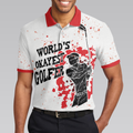 Worlds Okayest Golfer Golf Polo Shirt Red Paint Splash Black Golfer Silhouette Polo Shirt Best Golf Shirt For Men - 5