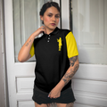 Definition Of Golf Girl Golf Short Sleeve Women Polo Shirt Black And Yellow Golf Shirt For Ladies - 5