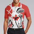 Golf I Like It Rough Canada Flag Polo Shirt Argyle Pattern Skeleton Golfing Polo Shirt Funny Golf Shirt For Men - 4