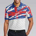 United Kingdom Flag Golf Texture Blue Golfer Polo Shirt Great Britain Jack Polo Shirt UK Golf Shirt For Men - 4