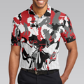 Red And White Camouflage Golf Set Skull Short Sleeve Polo Shirt Camo Golf Shirt For Men - 4