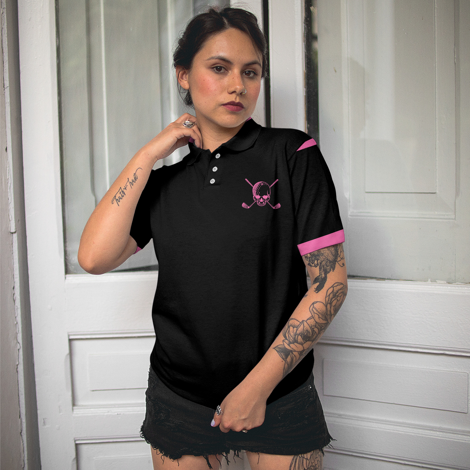 Golf Skull Women Shirt Short Sleeve Women Polo Shirt - 5