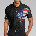 American Flag Teared Golf Pattern Golf Polo Shirt Best Golfing Shirt Design For Patriotic Golfers - 5