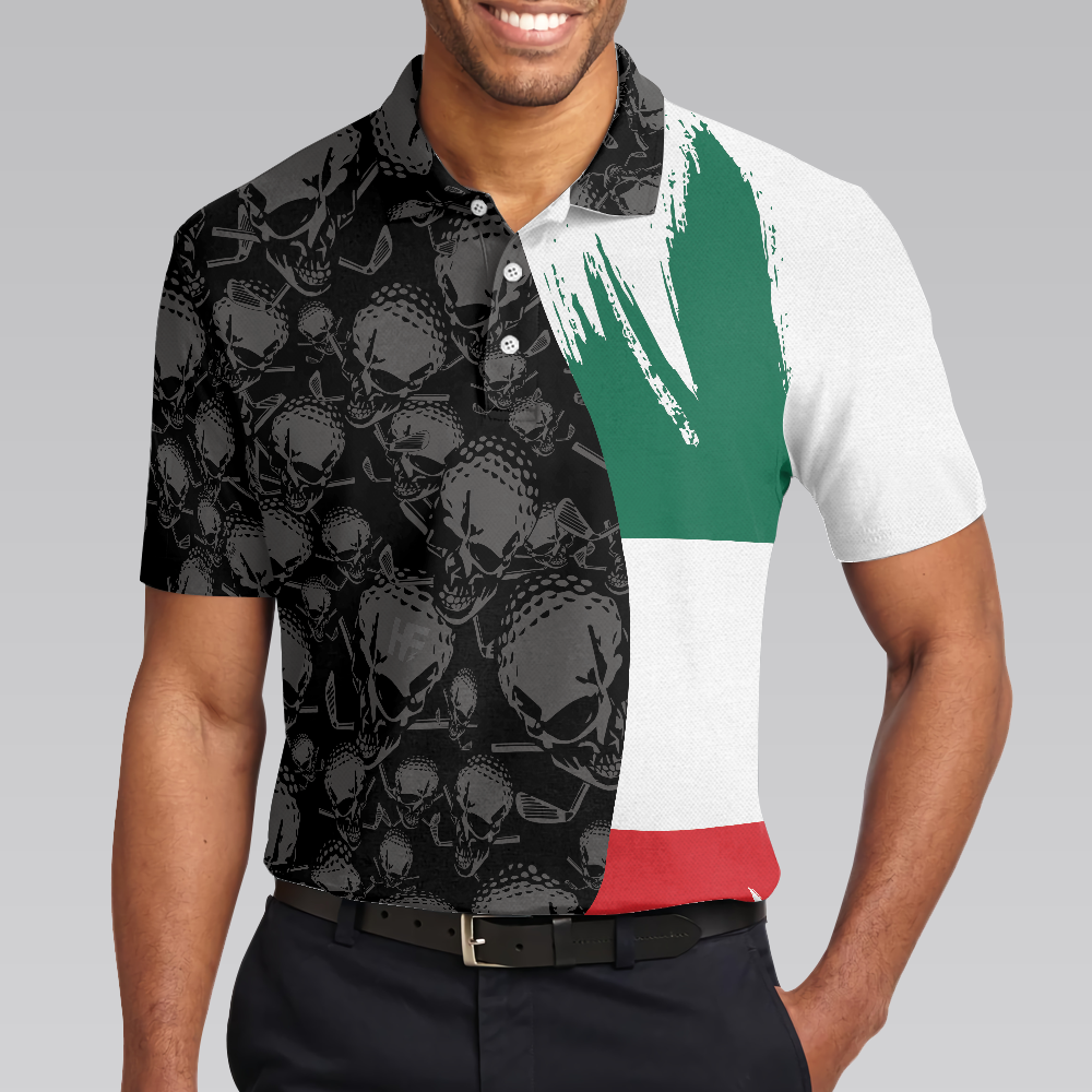 Tacos  Golf Thats Why I Am Here Polo Shirt Skull Pattern Golfing Shirt Design Tacos Golf Shirt - 5