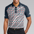 Trendy Red  Blue Houndstooth Pattern Golf Shirt Your Hole Is My Goal Polo Shirt Best Golf Shirt For Men - 4