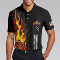 Flame American Football Black Polo Shirt American Flag Football Polo Shirt Best Football Shirt For Men - 5