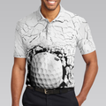 Golf Ball Breaking Polo Shirt Black And White Cracking Pattern Polo Shirt Best Golf Shirt For Men - 5