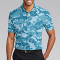 Camouflage Ocean Shark Pattern Short Sleeve Polo Shirt Camo Aqua Polo Shirt Best Shark Shirt For Men - 5