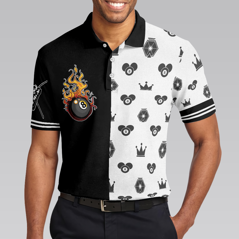 Flame Eight Ball Billiards Polo Shirt Cute Billiards Shirt Design For Men Best Gift Idea For Billiards Players - 4