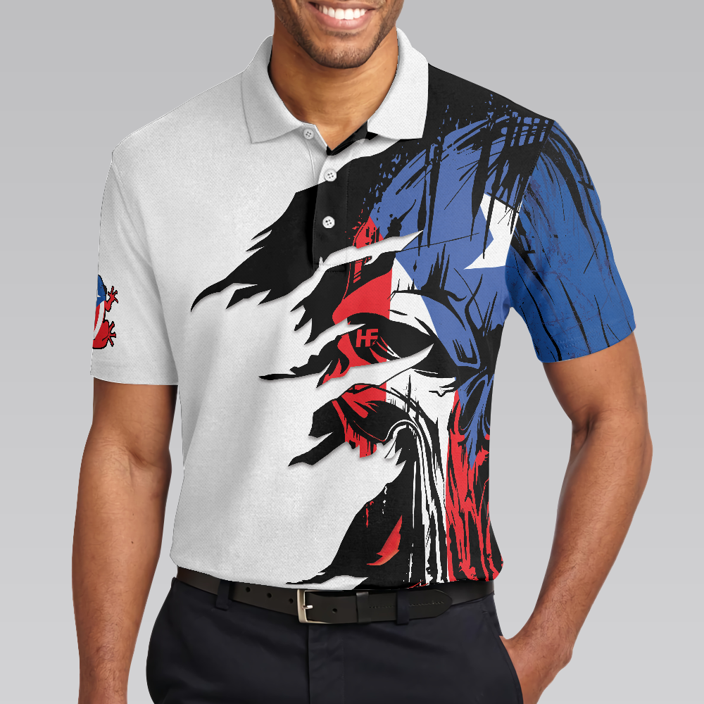 Puerto Rico Skull Polo Shirt White Skull Puerto Rico Flag Shirt For American Best Puerto Rico State Shirt - 4